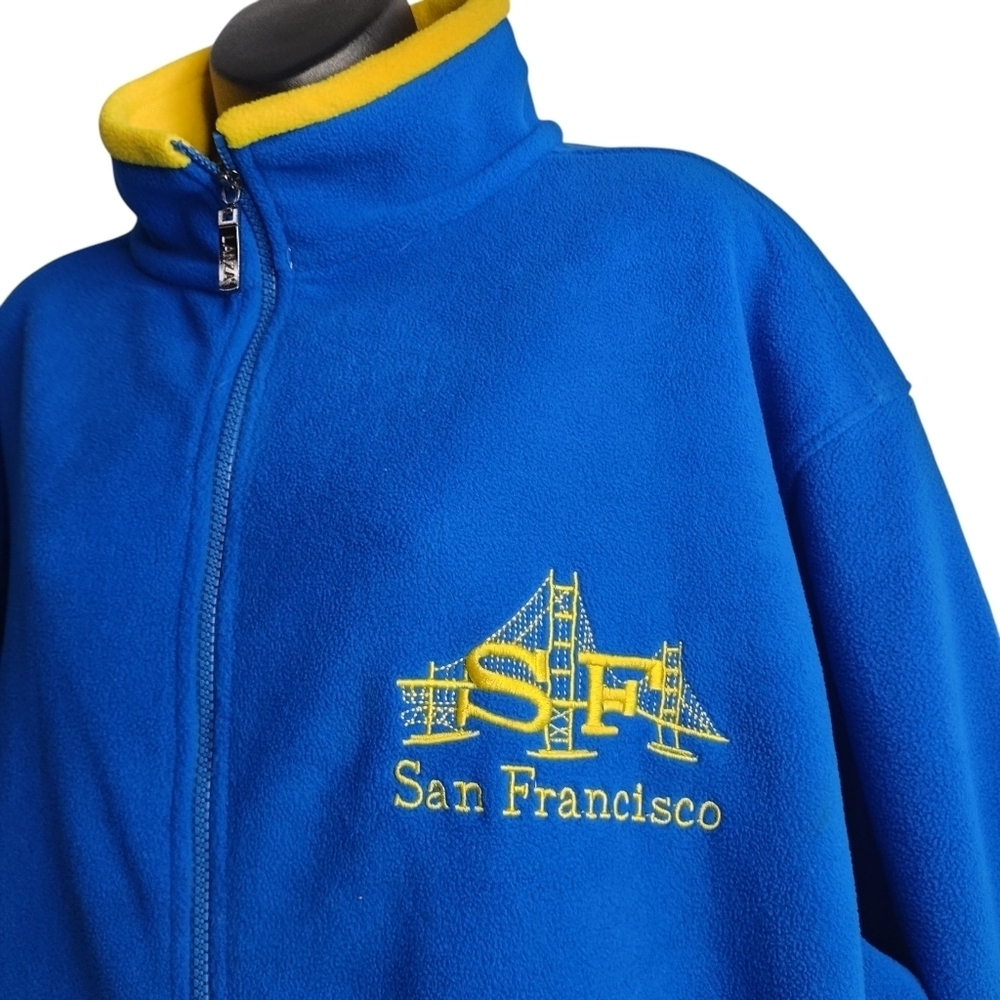 Vintage San Francisco Blue Fleece Size XL Full Zip Jacket Sweatshirt - Picture 4 of 6